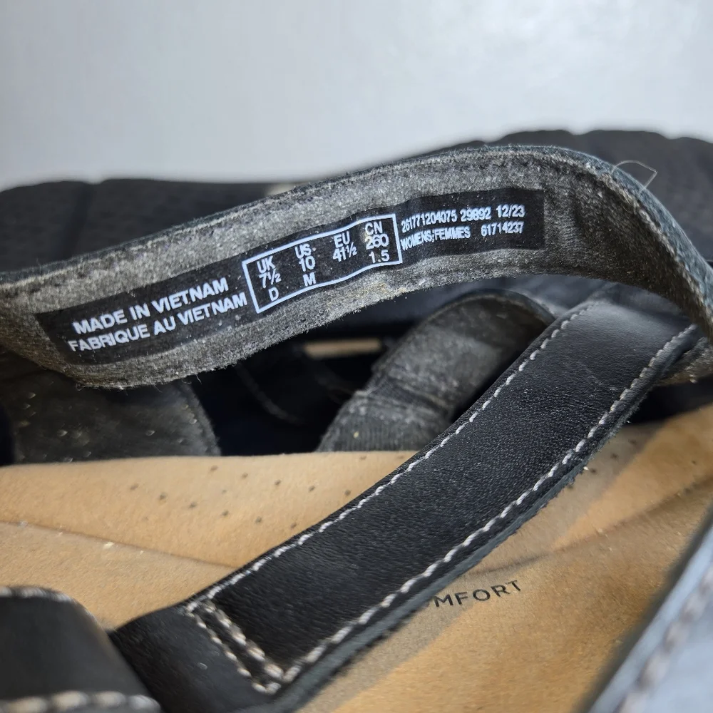 Clarks Elizabelle Sea Fisherman Black Leather Strappy Sandals Womens Size 10 New - Picture 6 of 6